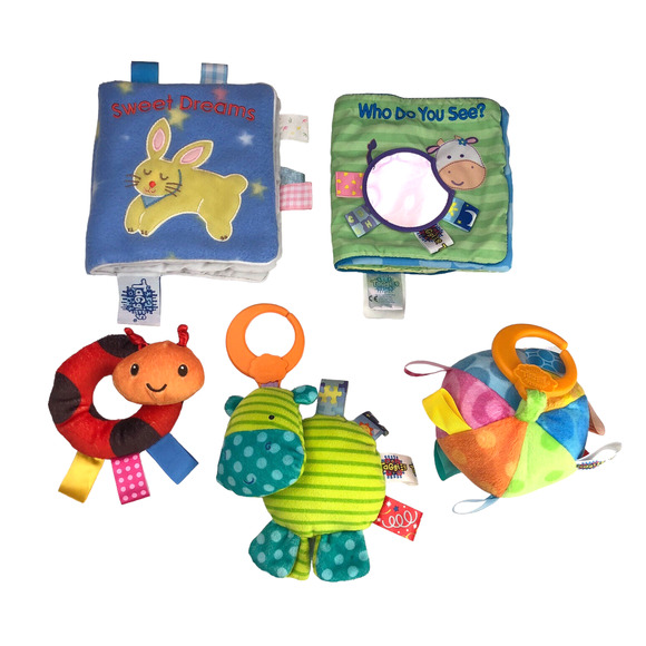 Taggies Baby Bundle Soft Books Stroller Clip On Hang Toy Ball Rattle Unisex Lot - Picture 1 of 7